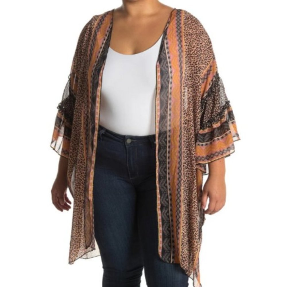 NWT Democracy Double Ruffle Sleeve Duster | 1X